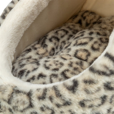 Trixie Katzenkorb Iglu Leo Plüsch Creme / Pantherdruck 35X41X26 Cm