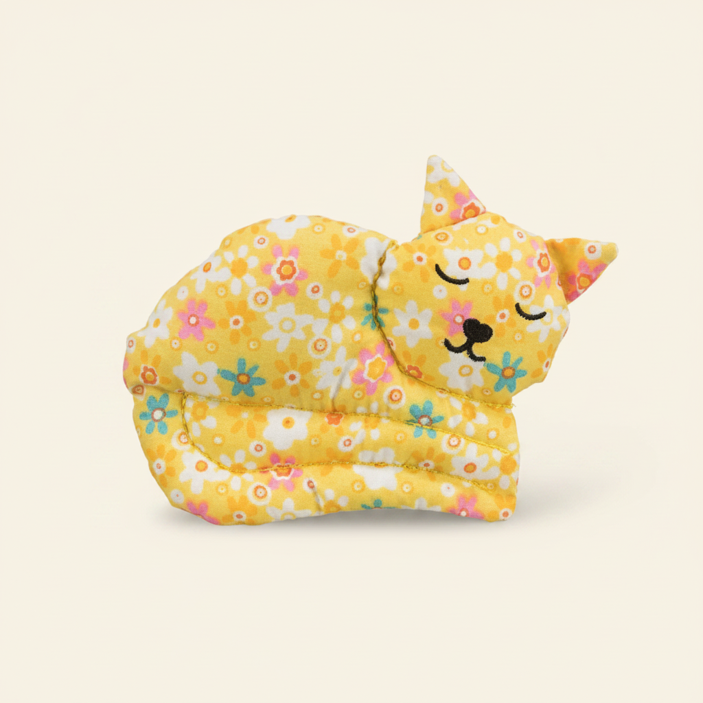 Baldrian Stoffkatze Gelb Blumen