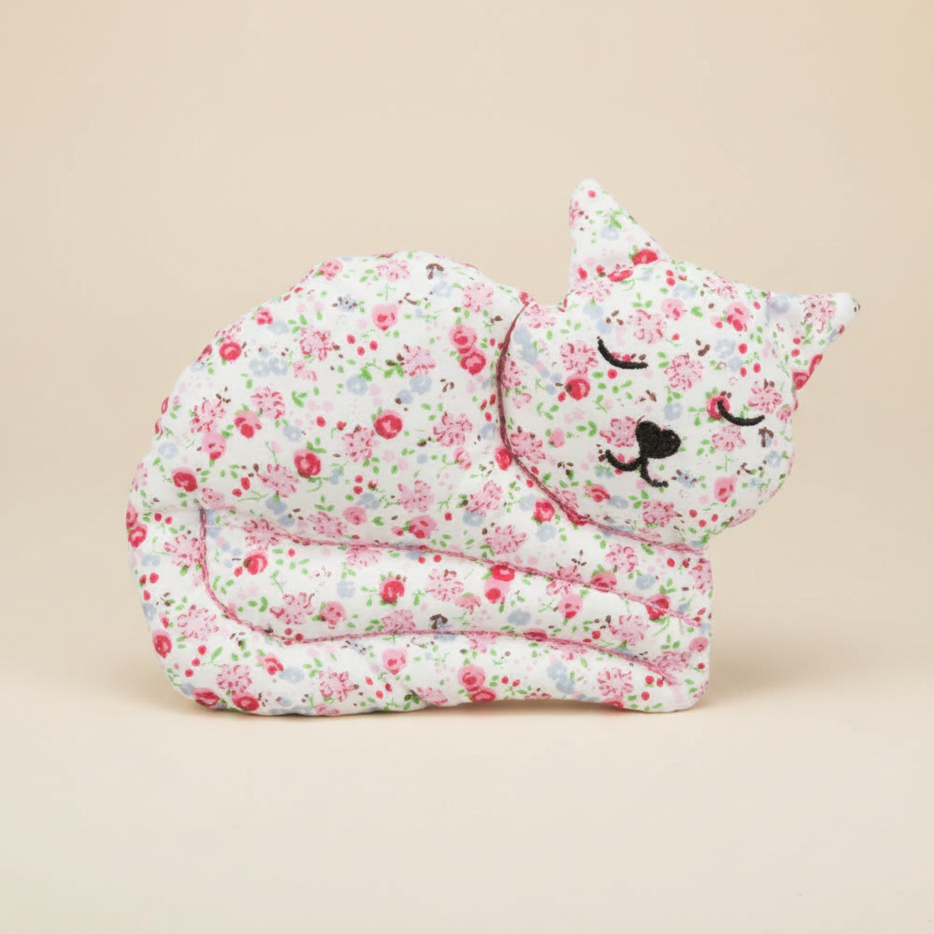Baldrian Stoffkatze Rosa Rosen